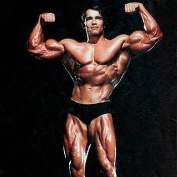 Arnold Schwarzenegger wearing a black brief
