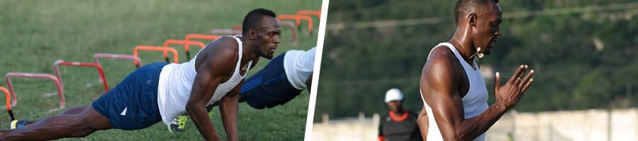 usain bolt working out in a field