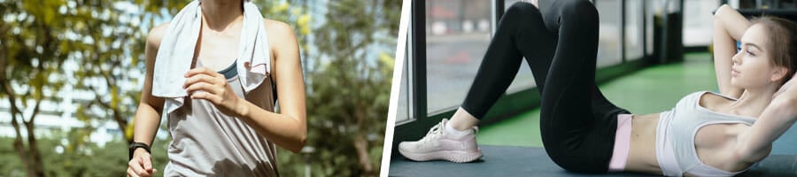 woman jogging outdoors, woman working out inside a gym