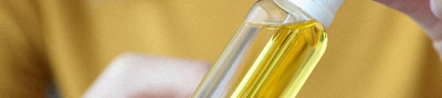 Liquid fish oil supplement on a bottle