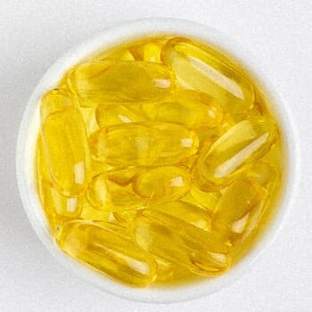 Fish oil in a small plate
