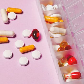 medicine kit with different supplement pills