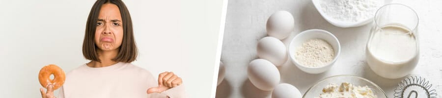 girl with her thumbs down holding a donut, different types of dairy products