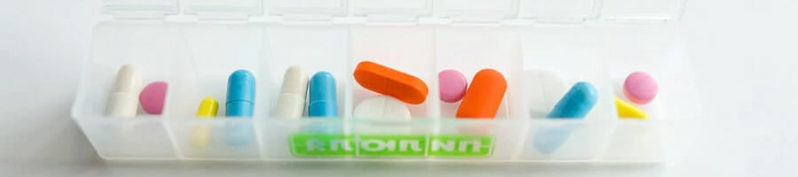 different types of vitamins in a medicine kit