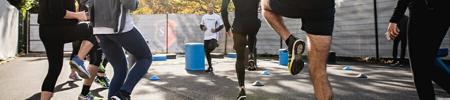 A group jogging in place