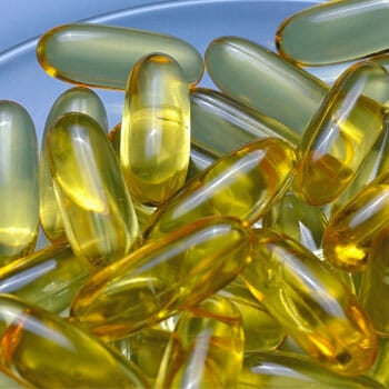 fish oil capsules in stack