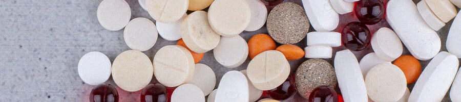 Top view of different kinds of medicine and supplements