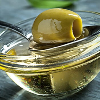 A bowl full of olive oil