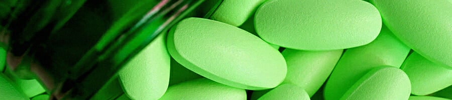 Top view of green pills