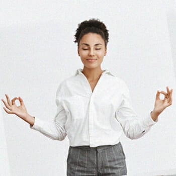 Calm woman and stress free doing a yoga pose