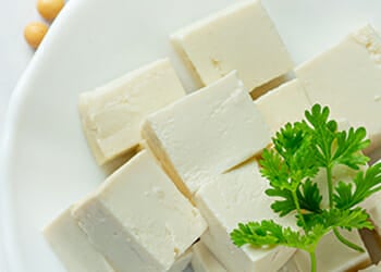 Tofu on a small plate