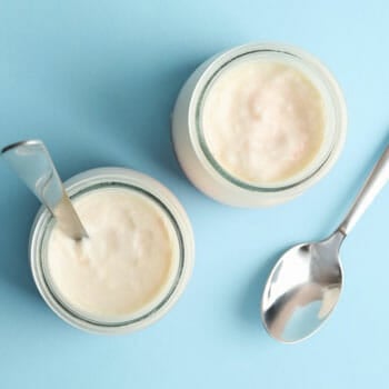 yogurt packed in two glasses and two spoons