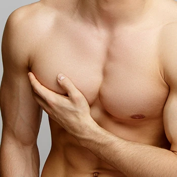 man boobs on a shirtless man