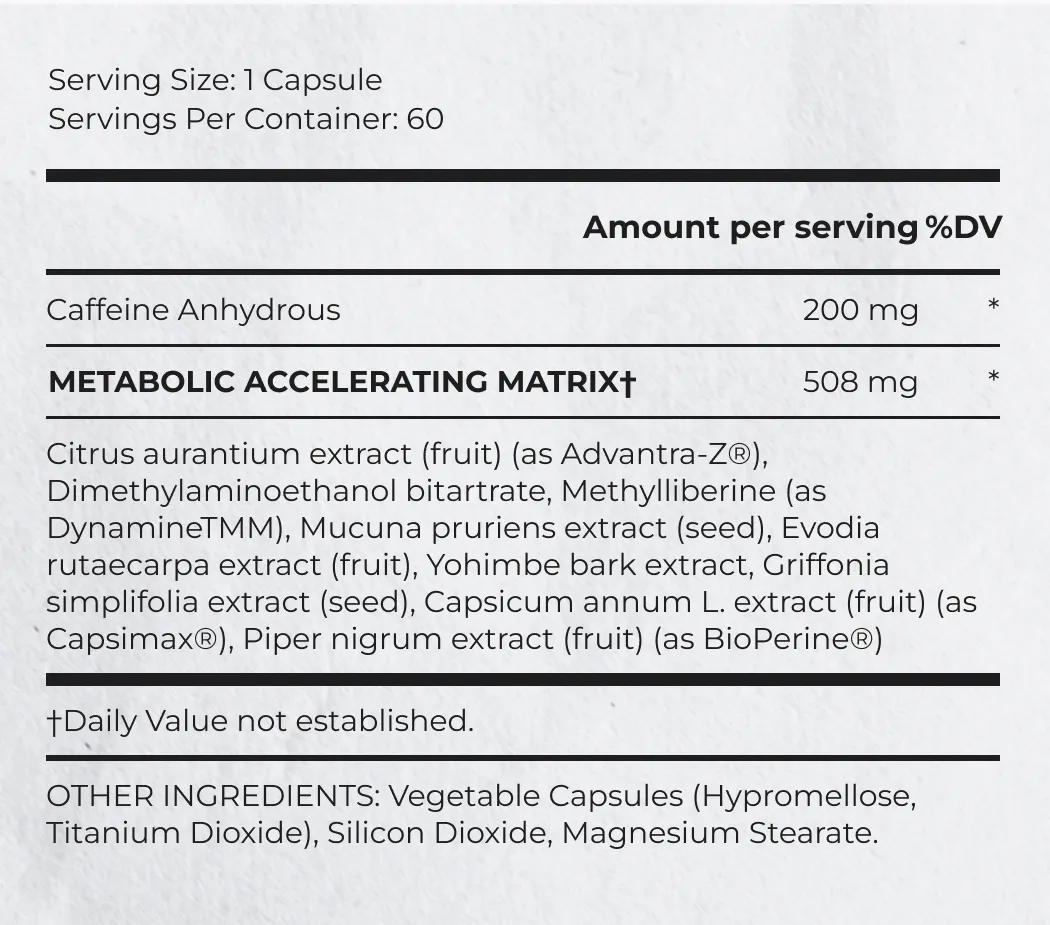 Supplement Facts of Lipocide Xtreme