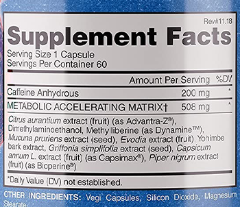 Supplement Facts of Evogen Lipocide Xtreme