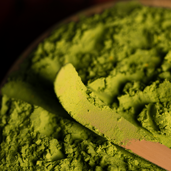 Close up matcha powder on dark background