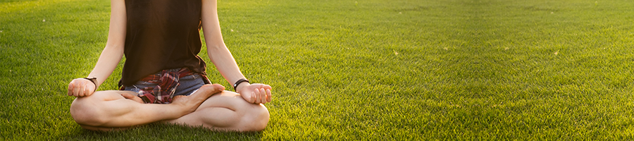 woman alone and relaxing outdoors