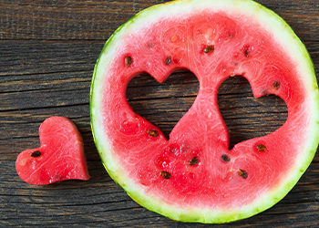 watermelon slices in heart shapes