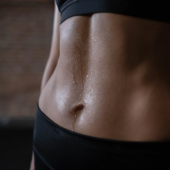 woman's abs sweat