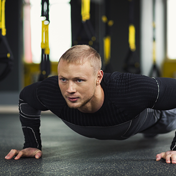 man in a pushup position