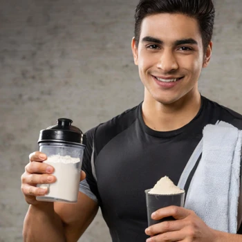 Man holding protein powder