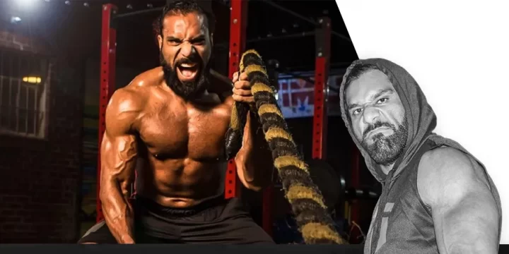 Jinder Mahal working out in a gym