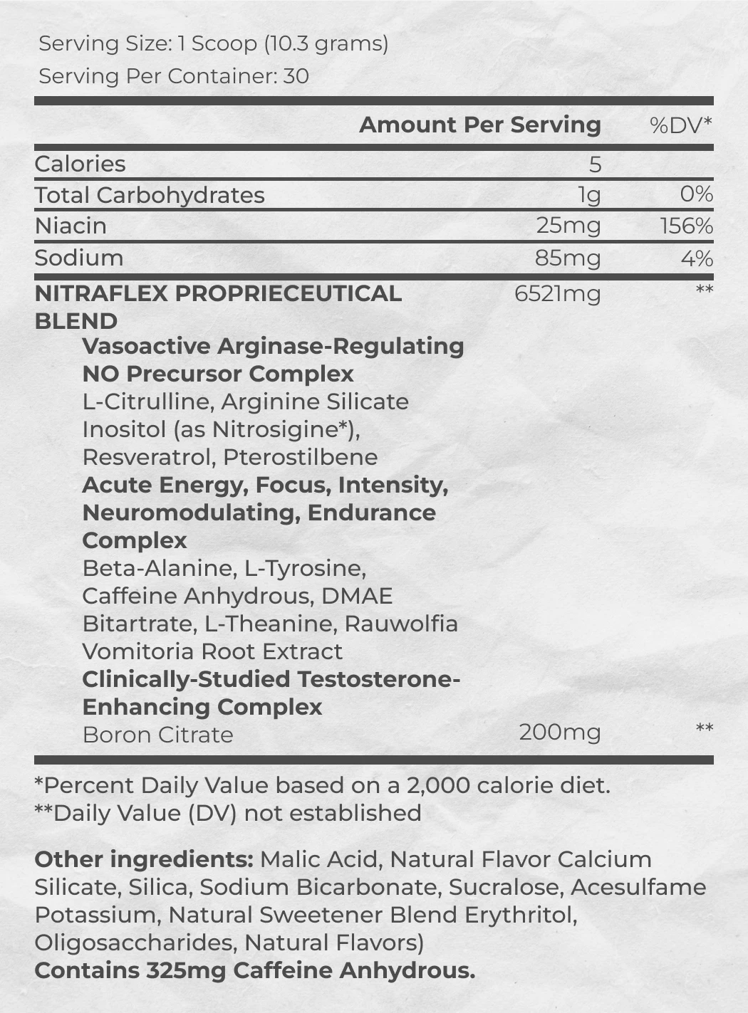 Supplement facts of Nitraflex Pre-Workout