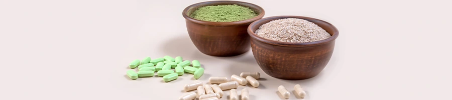 powdered capsules in a bowl