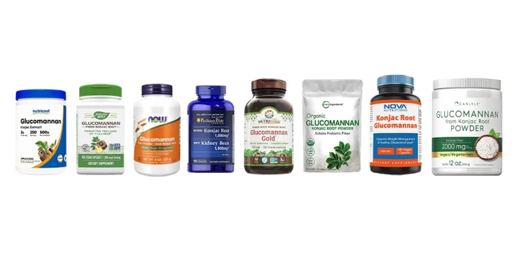 Different supplement products with Glucomannan