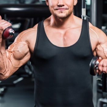 A man working out with dumbbells