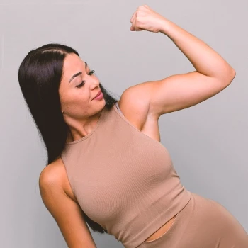 Woman showing off her muscles