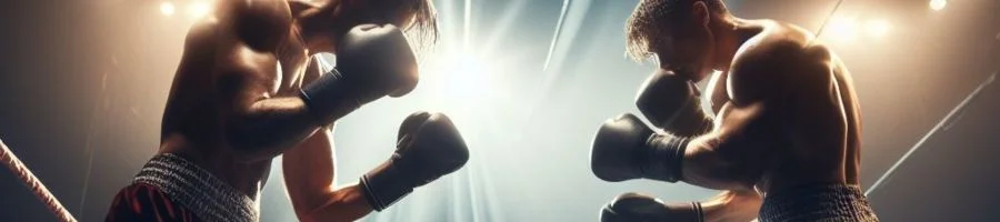 Two men boxing in the gym