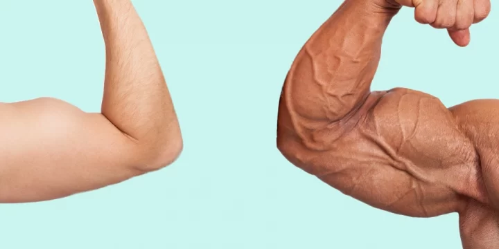 Flexing muscles before and after steroids