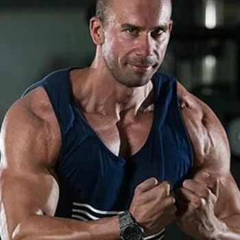 Muscular man flexing muscles