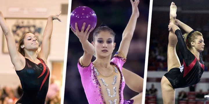 Different gymnasts performing collage