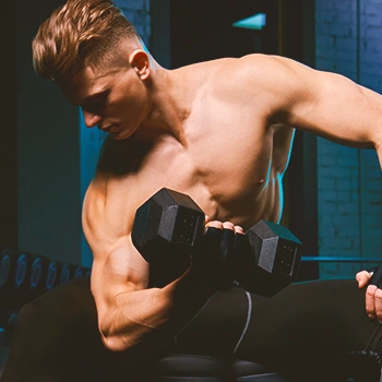 A man lifting a dumbbell