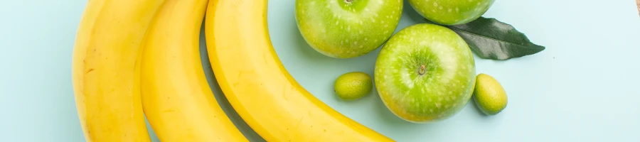 Bananas and apples top view