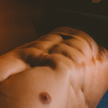Close up shot of six pack abs