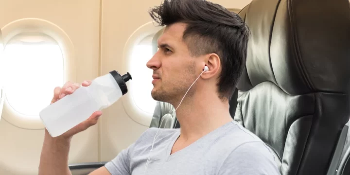 Drinking inside a plane