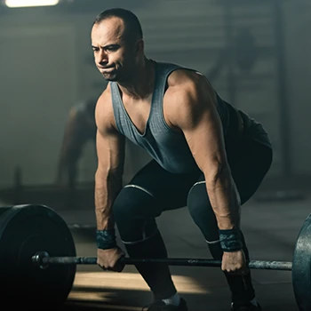 Man doing deadlifts