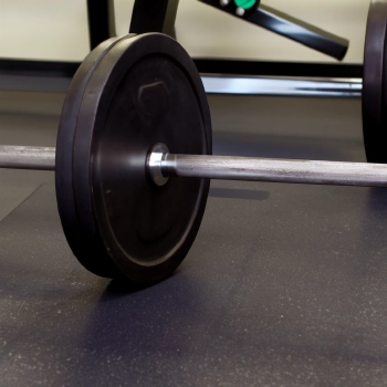 A barbell on the gym floor