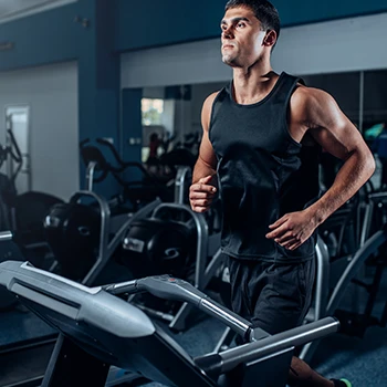 Man using a treadmill to run