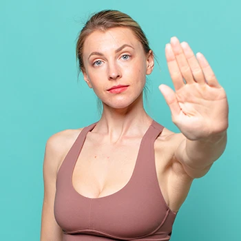 Woman gesturing to stop