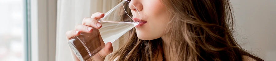 A woman drinking water