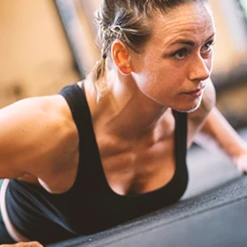 Woman mentally focused on her training