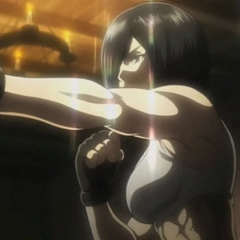 Mikasa Ackerman working out her abs