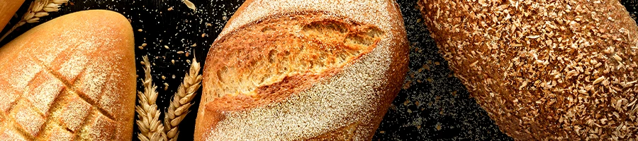 Top view of different types of bread