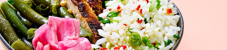 Close up image of a rice meal