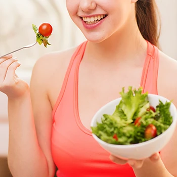 A woman eating a healthy meal