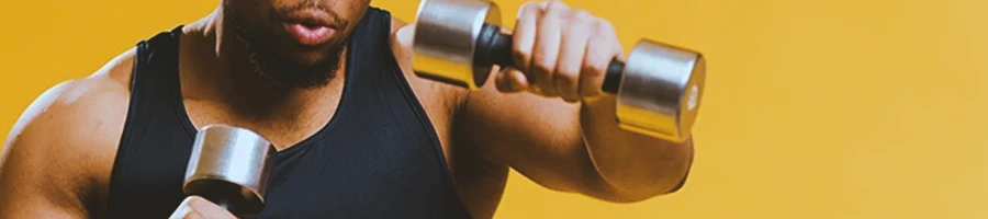 A healthy person lifting dumbbells